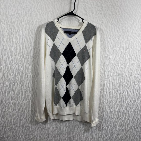 Tommy Hilfiger Other - Argyle Sweater Tommy Hilfiger Preppy Crew Neck Golf Grandpa XL White